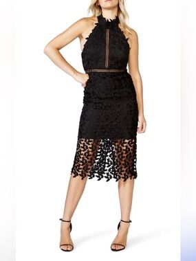 Bardot Gemma Halter Lace Dress Cutout Embroidered Open Back - size 6